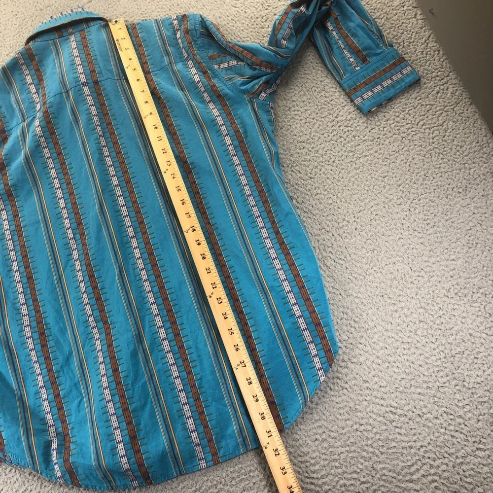 Robert Graham Shirt Mens Medium Bue Stripes Textured Woven Southwest Long Sleeve